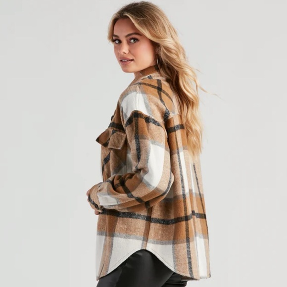 New With Tags Brushed Flannel Plaid Jacket Shacket Size Large - Picture 3 of 4